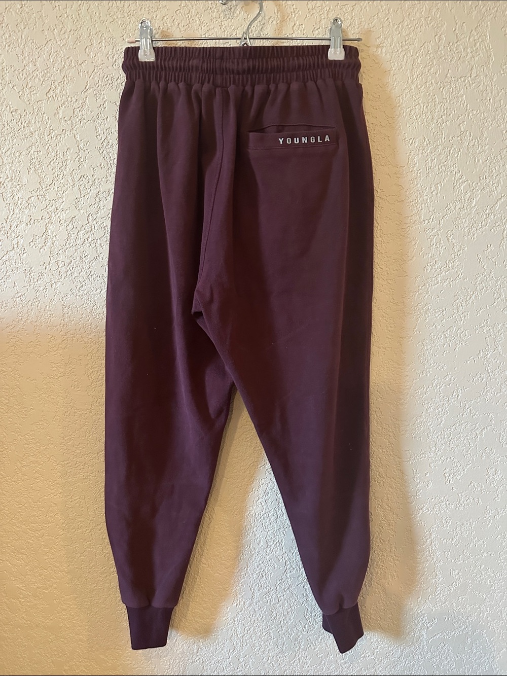 Youngla Burgundy Jogger Sweatpants - Casual Drawstring Pants - Picture 4 of 4